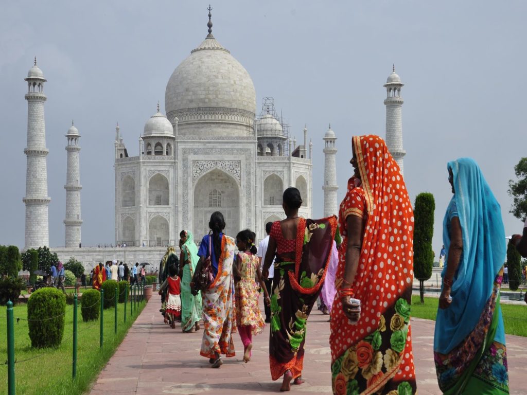 Taj Mahal, Agra, India, women in sarees