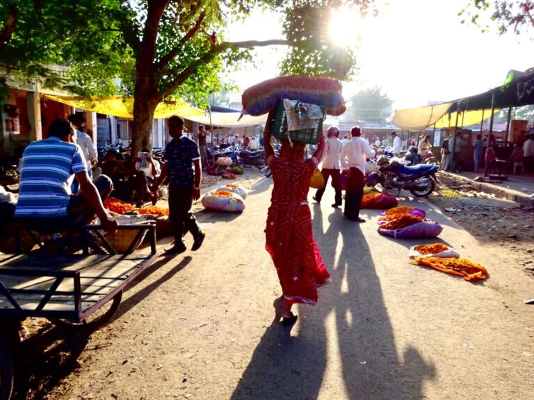 woman carrying food