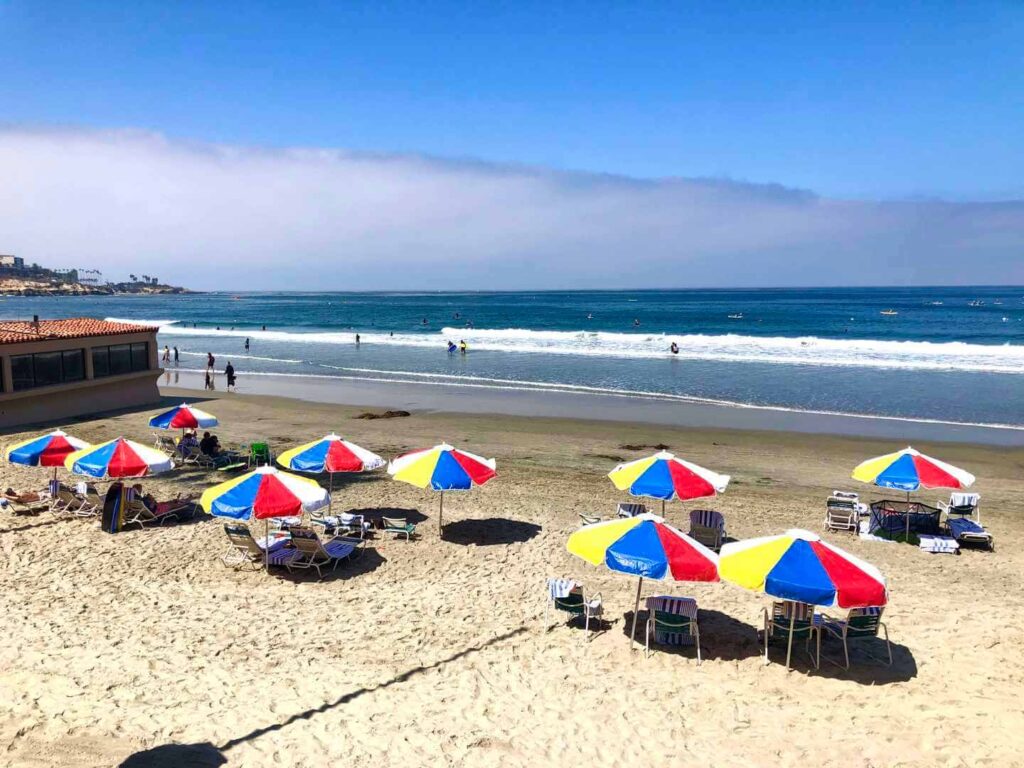 beach, umbrellas, chairs, La Jolla Beach & Tennis Club, Luxury hotels in La Jolla