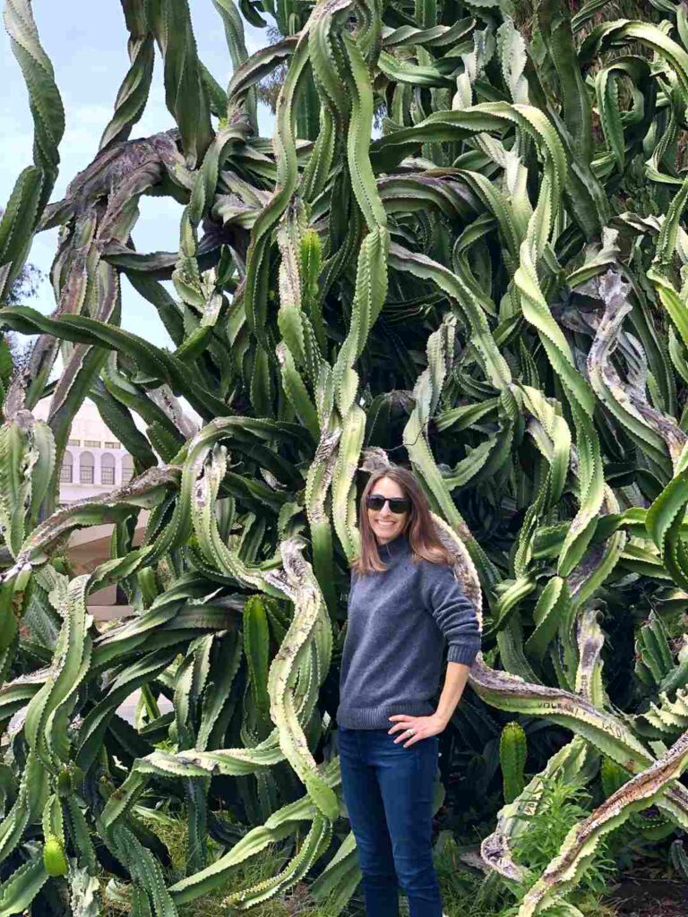 Catus Garden in Balboa Park with a woman in downtown san Diego
