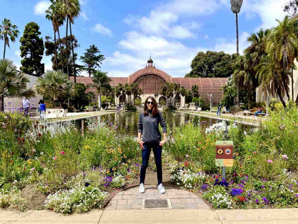 Balboa Park, woman in front of the Lily pad