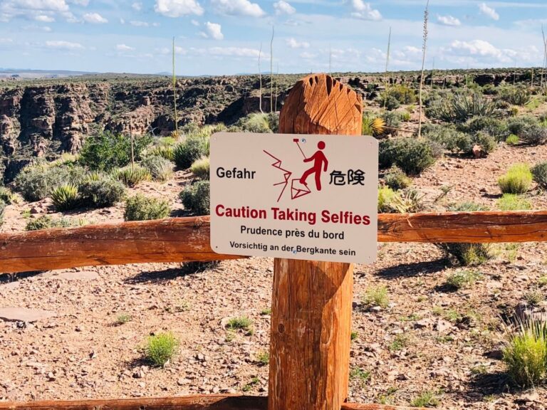No Selfie Sign at the Grand Canyon, Travel Safety Tips