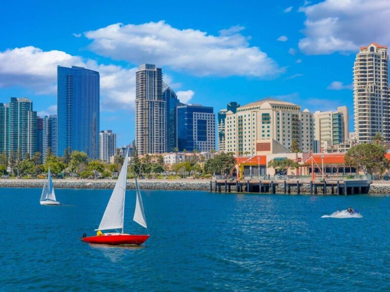 Sailboat in downtown San Diego Harbor