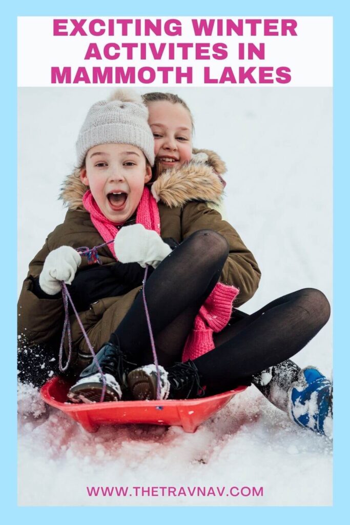 Children Sledding in the winter in Mammoth Lakes