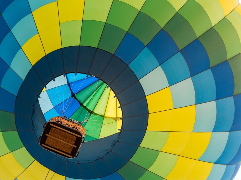 Inside of a hot air balloon