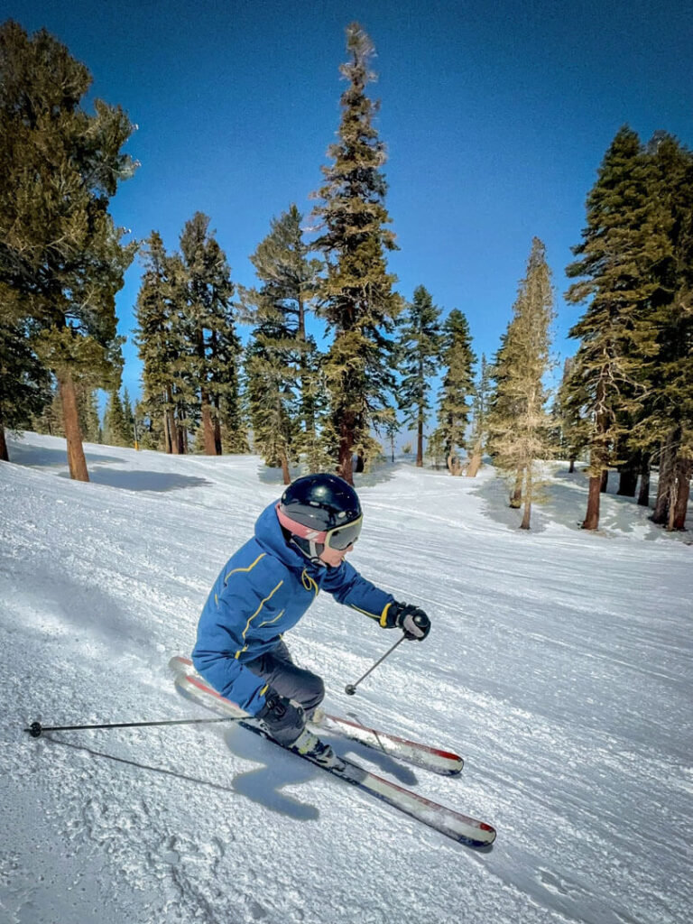 Man Skiing at Mammoth Mountain in California