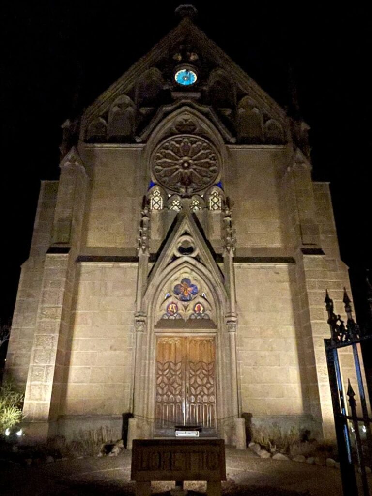 Exterior of the Gothic Style Loretto Church at Night