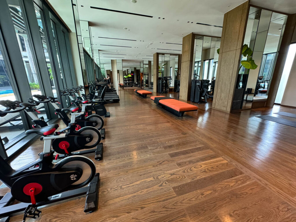 Gym space with cardio equipment and workout spaces