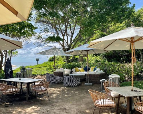 tables and lounge area at El Surf Club restaurant in Punta Mita
