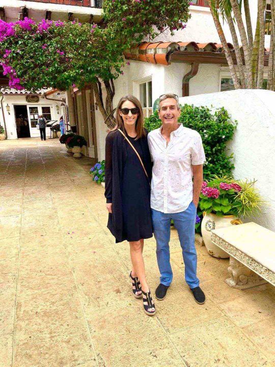 Couple in a courtyard off Worth Avenue in Palm Beach, Southeast Florida